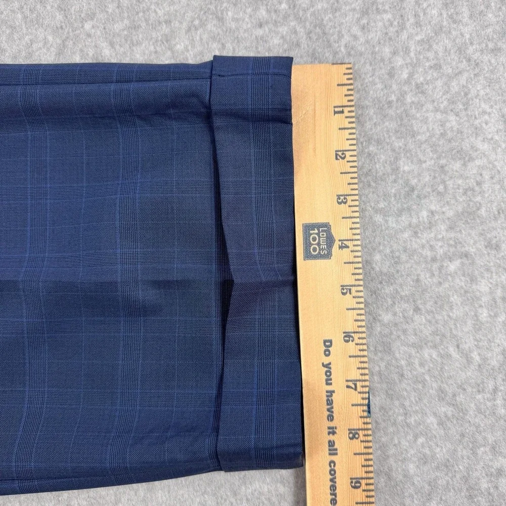 J Hilburn Dress Pants Mens 42x31 Blue Plaid‎ Vitale Barberis Wool Pleated Cuffed